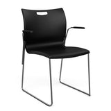 Rowdy Sledbase Stack Chair Guest Chair, Cafe Chair, Stack Chair SitOnIt Black Plastic Frame Color Chrome Fixed Arms