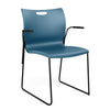 Rowdy Sledbase Stack Chair Guest Chair, Cafe Chair, Stack Chair SitOnIt Lagoon Plastic Black Frame Fixed Arms