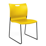 Rowdy Sledbase Stack Chair Guest Chair, Cafe Chair, Stack Chair SitOnIt Lemon Plastic Black Frame Armless
