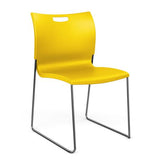 Rowdy Sledbase Stack Chair Guest Chair, Cafe Chair, Stack Chair SitOnIt Lemon Plastic Frame Color Chrome Armless