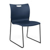 Rowdy Sledbase Stack Chair Guest Chair, Cafe Chair, Stack Chair SitOnIt Navy Plastic Black Frame Armless