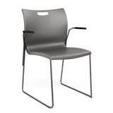Rowdy Sledbase Stack Chair Guest Chair, Cafe Chair, Stack Chair SitOnIt Slate Plastic Frame Color Chrome Fixed Arms