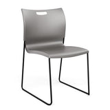 Rowdy Sledbase Stack Chair Guest Chair, Cafe Chair, Stack Chair SitOnIt Sterling Plastic Black Frame Armless