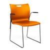 Rowdy Sledbase Stack Chair Guest Chair, Cafe Chair, Stack Chair SitOnIt Tangerine Plastic Frame Color Chrome Fixed Arms