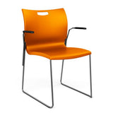 Rowdy Sledbase Stack Chair Guest Chair, Cafe Chair, Stack Chair SitOnIt Tangerine Plastic Frame Color Chrome Fixed Arms
