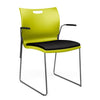 Rowdy Stack Chair, Fabric Seat - Two Frame Colors Guest Chair, Cafe Chair, Stack Chair SitOnIt Apple Plastic Fabric Color Licorice Fixed Arms