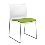 Rowdy Stack Chair, Fabric Seat - Two Frame Colors Guest Chair, Cafe Chair, Stack Chair SitOnIt Arctic Plastic Fabric Color Apple Armless