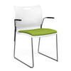 Rowdy Stack Chair, Fabric Seat - Two Frame Colors Guest Chair, Cafe Chair, Stack Chair SitOnIt Arctic Plastic Fabric Color Apple Fixed Arms