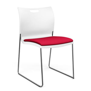 Rowdy Stack Chair, Fabric Seat - Two Frame Colors Guest Chair, Cafe Chair, Stack Chair SitOnIt Arctic Plastic Fabric Color Fire Armless