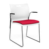 Rowdy Stack Chair, Fabric Seat - Two Frame Colors Guest Chair, Cafe Chair, Stack Chair SitOnIt Arctic Plastic Fabric Color Fire Fixed Arms