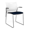 Rowdy Stack Chair, Fabric Seat - Two Frame Colors Guest Chair, Cafe Chair, Stack Chair SitOnIt Arctic Plastic Fabric Color Navy Fixed Arms