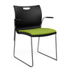 Rowdy Stack Chair, Fabric Seat - Two Frame Colors Guest Chair, Cafe Chair, Stack Chair SitOnIt Black Plastic Fabric Color Apple Fixed Arms