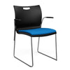 Rowdy Stack Chair, Fabric Seat - Two Frame Colors Guest Chair, Cafe Chair, Stack Chair SitOnIt Black Plastic Fabric Color Electric Blue Fixed Arms