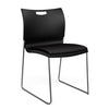 Rowdy Stack Chair, Fabric Seat - Two Frame Colors Guest Chair, Cafe Chair, Stack Chair SitOnIt Black Plastic Fabric Color Licorice Armless