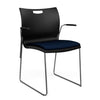 Rowdy Stack Chair, Fabric Seat - Two Frame Colors Guest Chair, Cafe Chair, Stack Chair SitOnIt Black Plastic Fabric Color Navy Fixed Arms