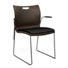 Rowdy Stack Chair, Fabric Seat - Two Frame Colors Guest Chair, Cafe Chair, Stack Chair SitOnIt Chocolate Plastic Fabric Color Licorice Fixed Arms