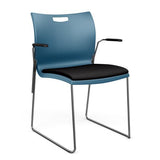 Rowdy Stack Chair, Fabric Seat - Two Frame Colors Guest Chair, Cafe Chair, Stack Chair SitOnIt Lagoon Plastic Fabric Color Licorice Fixed Arms