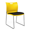 Rowdy Stack Chair, Fabric Seat - Two Frame Colors Guest Chair, Cafe Chair, Stack Chair SitOnIt Lemon Plastic Fabric Color Licorice Armless