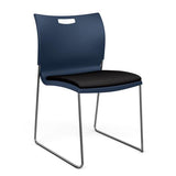 Rowdy Stack Chair, Fabric Seat - Two Frame Colors Guest Chair, Cafe Chair, Stack Chair SitOnIt Navy Plastic Fabric Color Licorice Armless