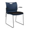 Rowdy Stack Chair, Fabric Seat - Two Frame Colors Guest Chair, Cafe Chair, Stack Chair SitOnIt Navy Plastic Fabric Color Licorice Fixed Arms