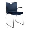 Rowdy Stack Chair, Fabric Seat - Two Frame Colors Guest Chair, Cafe Chair, Stack Chair SitOnIt Navy Plastic Fabric Color Navy Fixed Arms