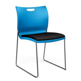 Rowdy Stack Chair, Fabric Seat - Two Frame Colors Guest Chair, Cafe Chair, Stack Chair SitOnIt Pacific Plastic Fabric Color Licorice Armless
