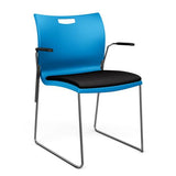 Rowdy Stack Chair, Fabric Seat - Two Frame Colors Guest Chair, Cafe Chair, Stack Chair SitOnIt Pacific Plastic Fabric Color Licorice Fixed Arms