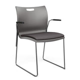 Rowdy Stack Chair, Fabric Seat - Two Frame Colors Guest Chair, Cafe Chair, Stack Chair SitOnIt Slate Plastic Fabric Color Kiss Fixed Arms