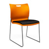 Rowdy Stack Chair, Fabric Seat - Two Frame Colors Guest Chair, Cafe Chair, Stack Chair SitOnIt Tangerine Plastic Fabric Color Licorice Armless