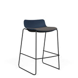 SitOnIt Baja Bar Stool | Upholstered Seat | Sled Base Stools SitOnIt Frame Color Black Plastic Color Navy Fabric Color Iron