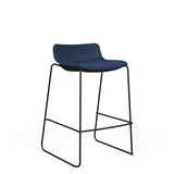 SitOnIt Baja Bar Stool | Upholstered Seat | Sled Base Stools SitOnIt Frame Color Black Plastic Color Navy Fabric Color Night