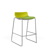 SitOnIt Baja Bar Stool | Upholstered Seat | Sled Base Stools SitOnIt Frame Color Chrome Plastic Color Apple Fabric Color Clover