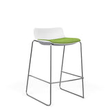 SitOnIt Baja Bar Stool | Upholstered Seat | Sled Base Stools SitOnIt Frame Color Chrome Plastic Color Arctic Fabric Color Clover