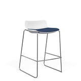 SitOnIt Baja Bar Stool | Upholstered Seat | Sled Base Stools SitOnIt Frame Color Chrome Plastic Color Arctic Fabric Color Night