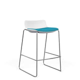 SitOnIt Baja Bar Stool | Upholstered Seat | Sled Base Stools SitOnIt Frame Color Chrome Plastic Color Arctic Fabric Color Splash