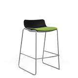 SitOnIt Baja Bar Stool | Upholstered Seat | Sled Base Stools SitOnIt Frame Color Chrome Plastic Color Black Fabric Color Clover
