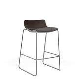 SitOnIt Baja Bar Stool | Upholstered Seat | Sled Base Stools SitOnIt Frame Color Chrome Plastic Color Chocolate Fabric Color Iron