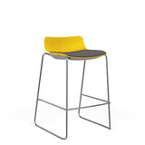 SitOnIt Baja Bar Stool | Upholstered Seat | Sled Base Stools SitOnIt Frame Color Chrome Plastic Color Lemon Fabric Color Iron