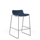 SitOnIt Baja Bar Stool | Upholstered Seat | Sled Base Stools SitOnIt Frame Color Chrome Plastic Color Navy Fabric Color Night