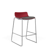 SitOnIt Baja Bar Stool | Upholstered Seat | Sled Base Stools SitOnIt Frame Color Chrome Plastic Color Red Fabric Color Iron