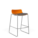SitOnIt Baja Bar Stool | Upholstered Seat | Sled Base Stools SitOnIt Frame Color Chrome Plastic Color Tangerine Fabric Color Iron