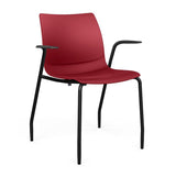 SitOnIt Baja Four Leg Guest Chair | Plastic Shell | Arm or Armless Guest Chair, Cafe Chair, Stack Chair SitOnIt Frame Color Black Fixed Arm Plastic Color Red