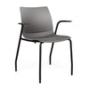 SitOnIt Baja Four Leg Guest Chair | Plastic Shell | Arm or Armless Guest Chair, Cafe Chair, Stack Chair SitOnIt Frame Color Black Fixed Arm Plastic Color Slate