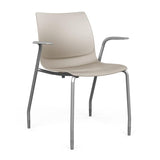 SitOnIt Baja Four Leg Guest Chair | Plastic Shell | Arm or Armless Guest Chair, Cafe Chair, Stack Chair SitOnIt Frame Color Silver Fixed Arm Plastic Color Latte