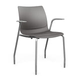 SitOnIt Baja Four Leg Guest Chair | Plastic Shell | Arm or Armless Guest Chair, Cafe Chair, Stack Chair SitOnIt Frame Color Silver Fixed Arm Plastic Color Slate