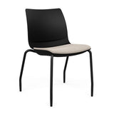 SitOnIt Baja Guest Chair | Four Leg | Upholstered Seat | Arms, Armless Guest Chair, Cafe Chair, Stack Chair SitOnIt Armless Plastic Color Black Fabric Color Fleece