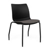 SitOnIt Baja Guest Chair | Four Leg | Upholstered Seat | Arms, Armless Guest Chair, Cafe Chair, Stack Chair SitOnIt Armless Plastic Color Black Fabric Color Iron