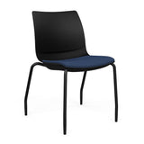 SitOnIt Baja Guest Chair | Four Leg | Upholstered Seat | Arms, Armless Guest Chair, Cafe Chair, Stack Chair SitOnIt Armless Plastic Color Black Fabric Color Night