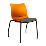 SitOnIt Baja Guest Chair | Four Leg | Upholstered Seat | Arms, Armless Guest Chair, Cafe Chair, Stack Chair SitOnIt Armless Plastic Color Tangerine Fabric Color Iron