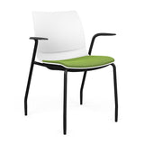 SitOnIt Baja Guest Chair | Four Leg | Upholstered Seat | Arms, Armless Guest Chair, Cafe Chair, Stack Chair SitOnIt Fixed Arm Plastic Color Arctic Fabric Color Clover